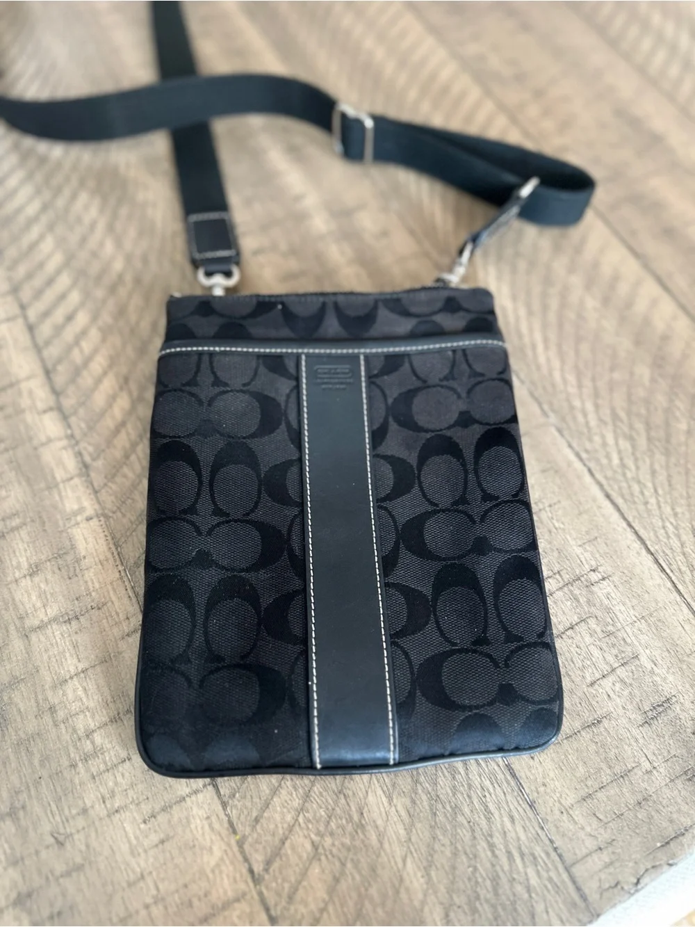 Coach Vintage Black Signature Crossbody Bag